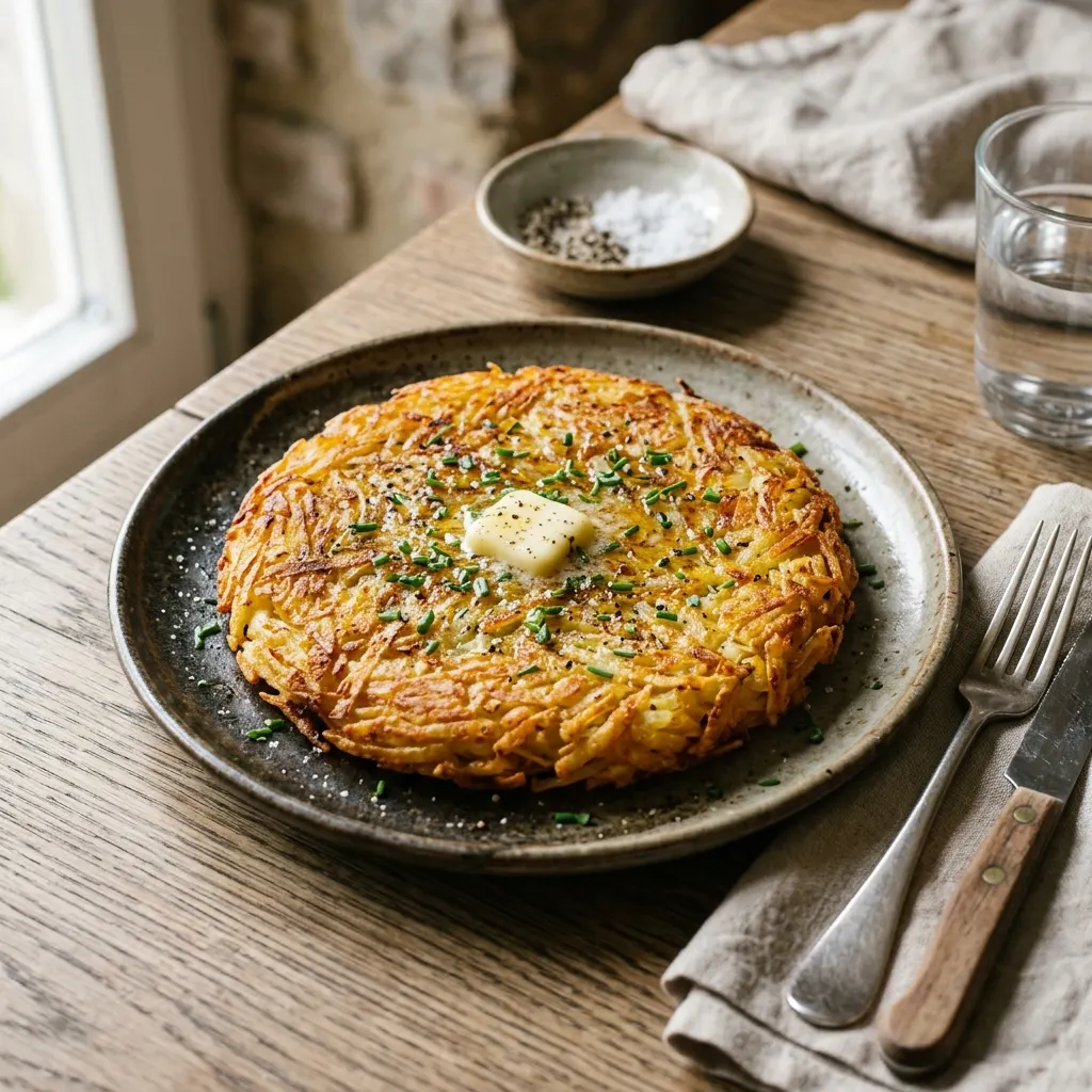 Rösti (galette suisse de pommes de terre râpées au beurre)