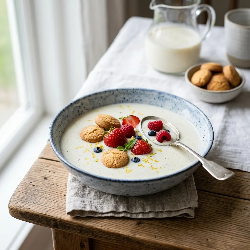 Koldskål (soupe danoise froide au lait fermenté et à la vanille)