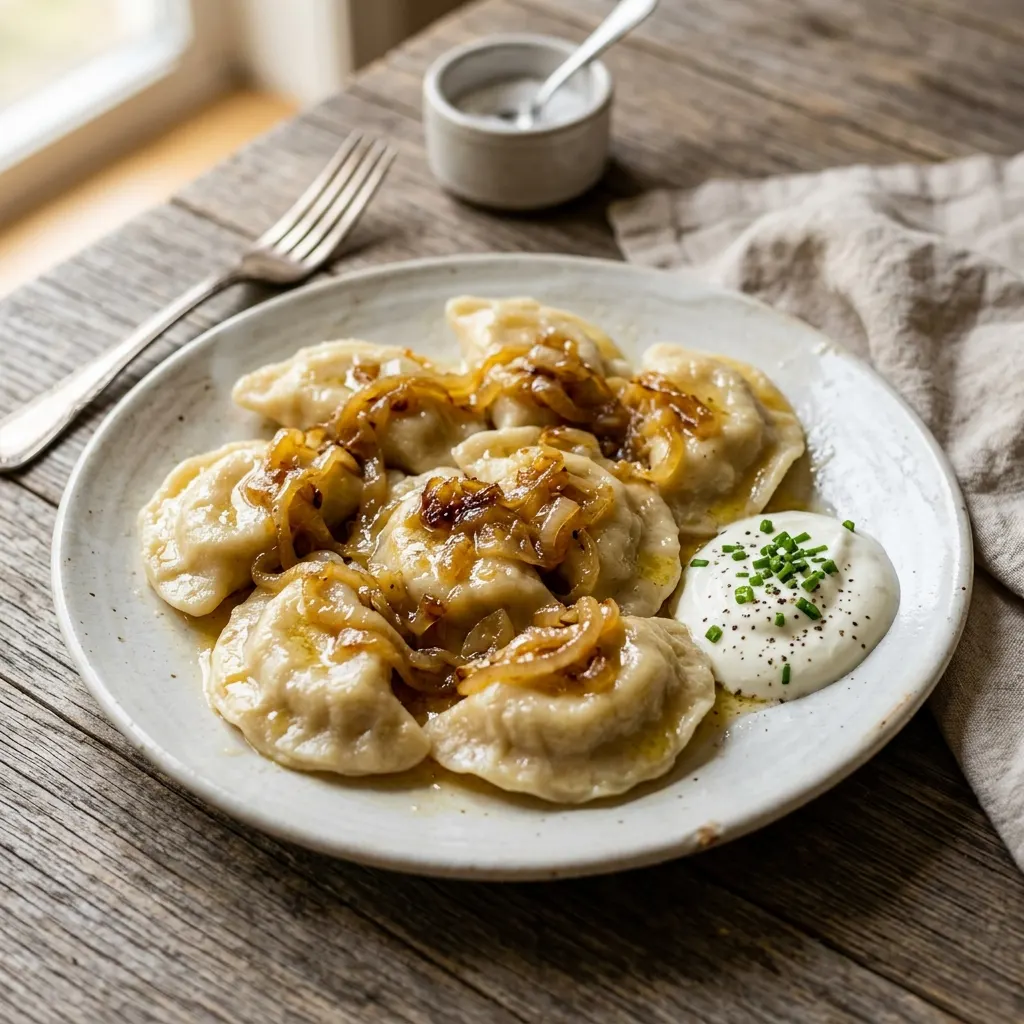 Pierogi ruskie (raviolis polonais à la pomme de terre et au fromage blanc)