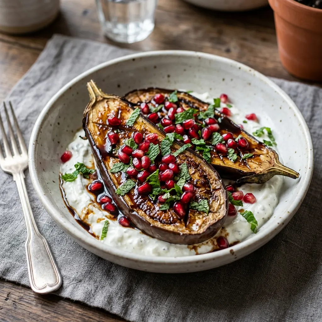 Aubergines rôties à la mélasse de grenade et au yaourt