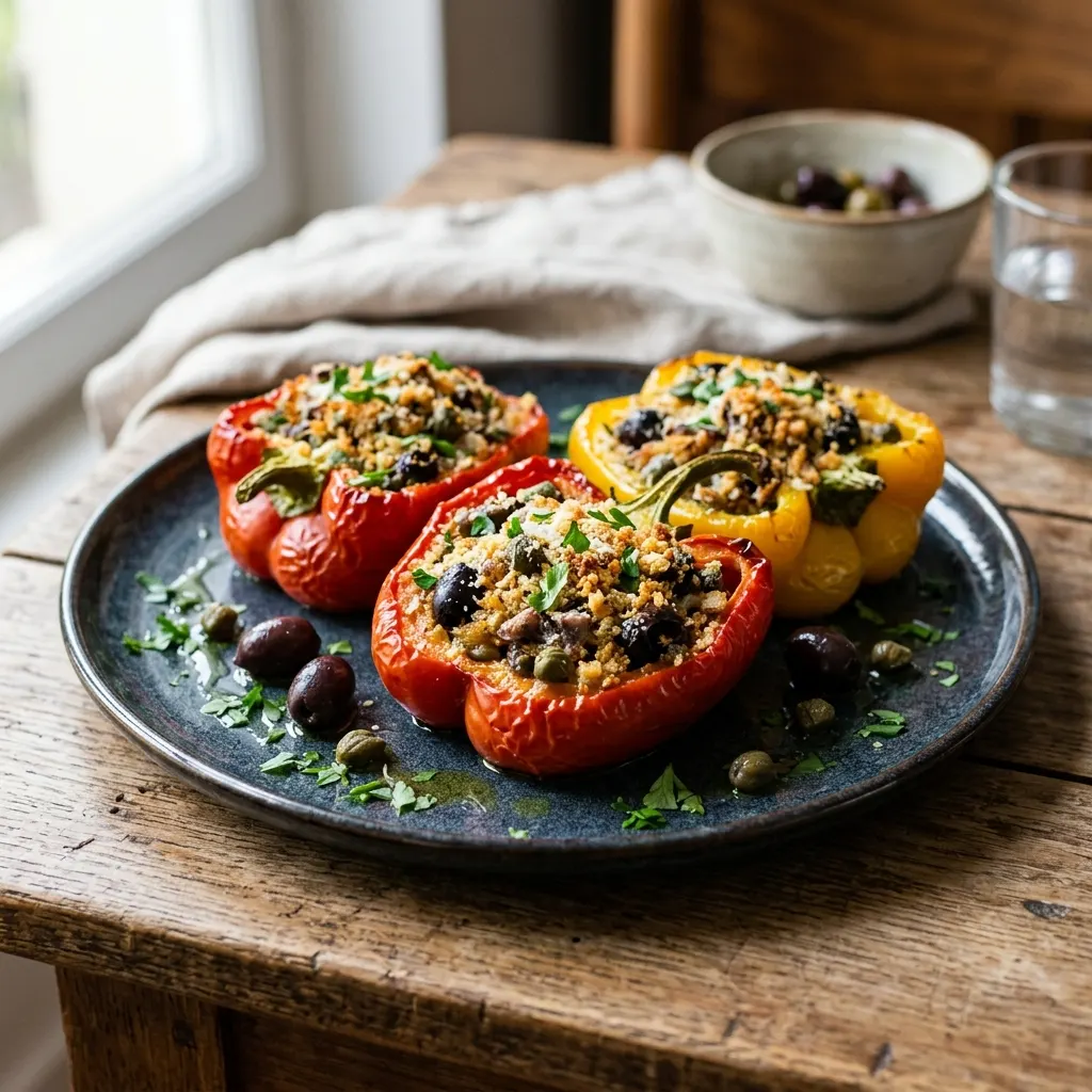 Peperoni imbottiti alla napoletana (poivrons farcis à la napolitaine)