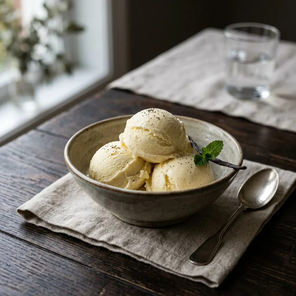 Glace à la vanille (crème anglaise turbinée)
