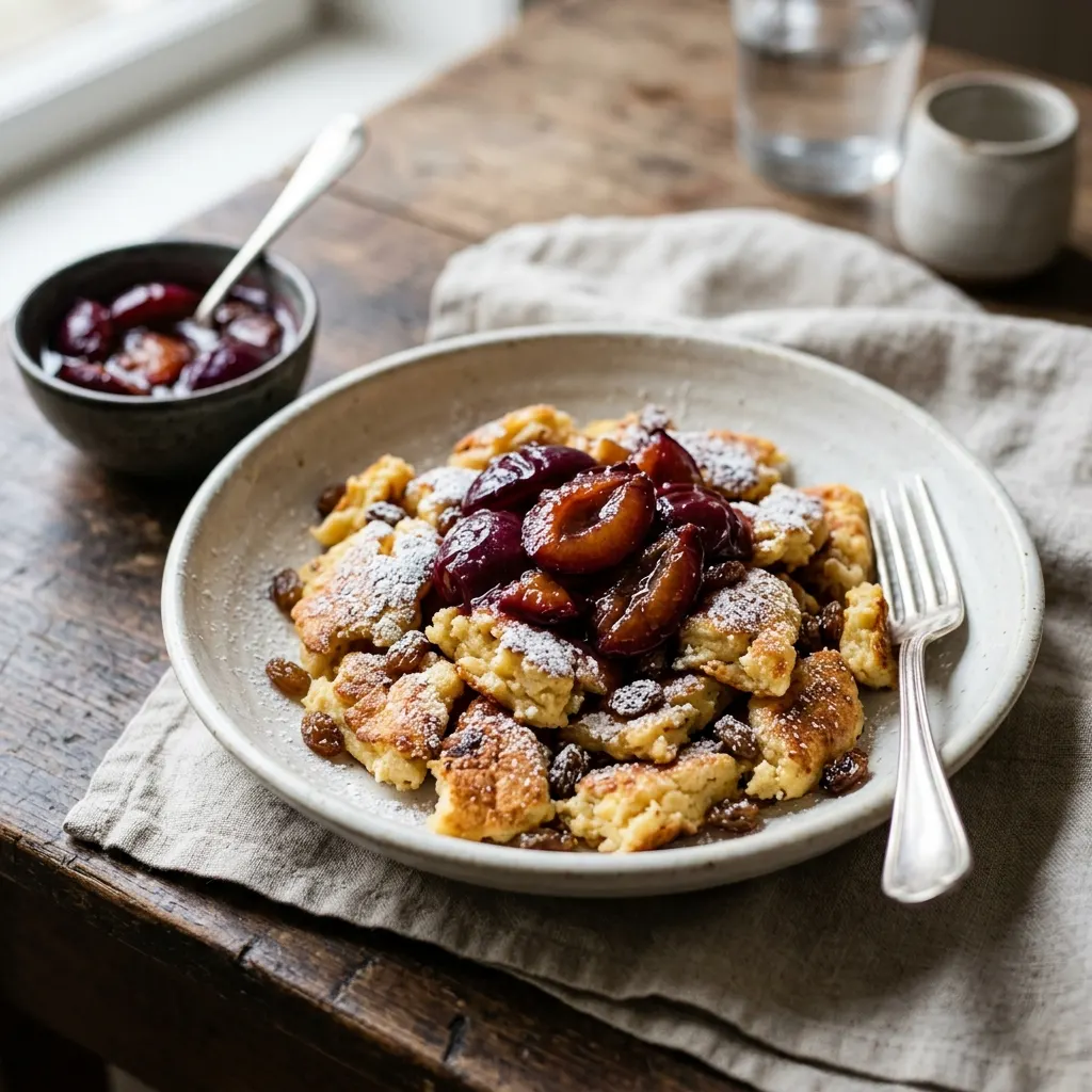Kaiserschmarrn aux prunes rôties