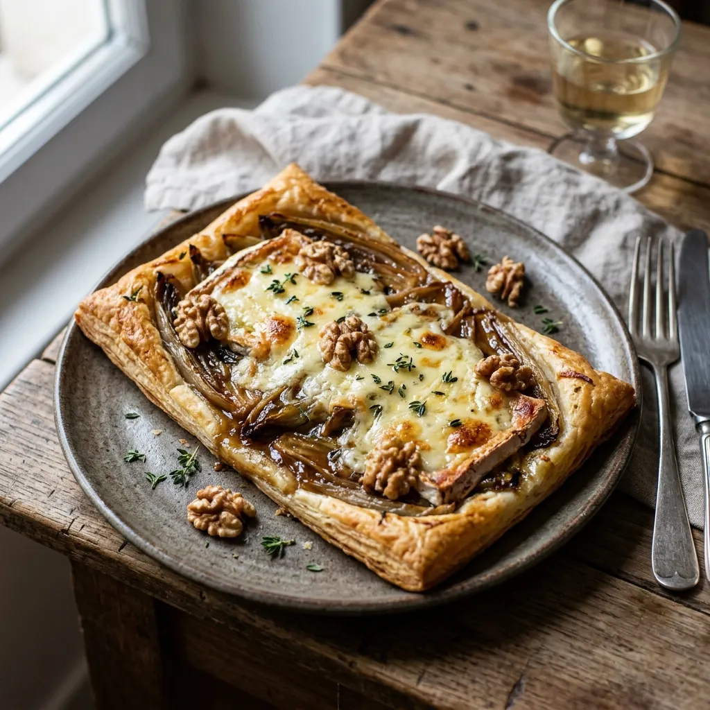 Tarte fine aux endives caramélisées et au maroilles