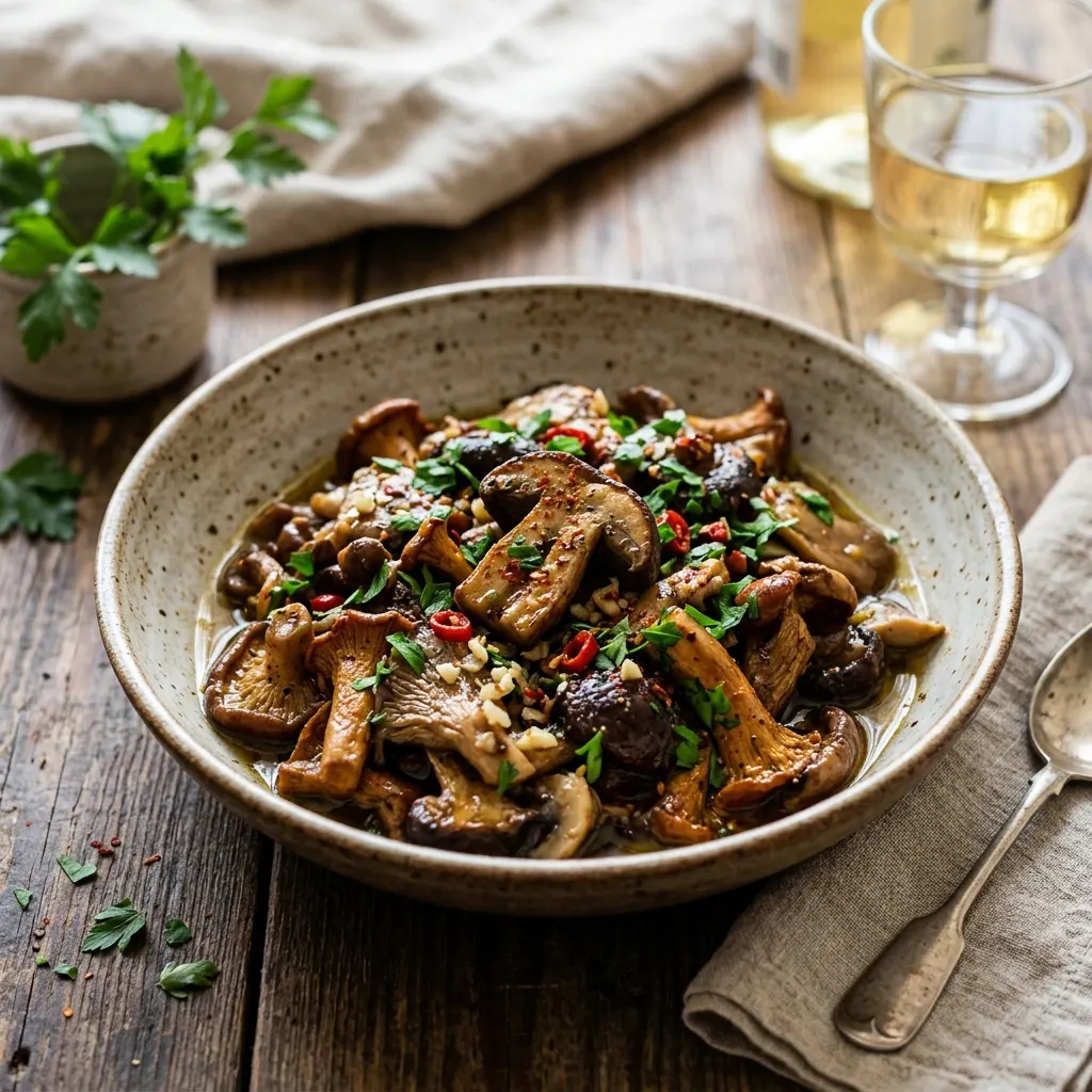 Setas al ajillo (champignons à l'ail et au piment)