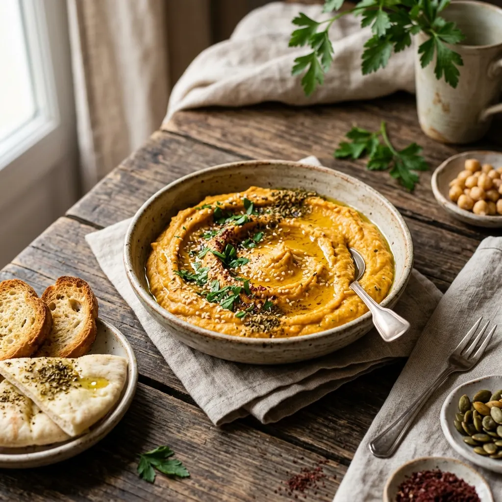 Houmous de courge rôtie au tahin et au zaatar