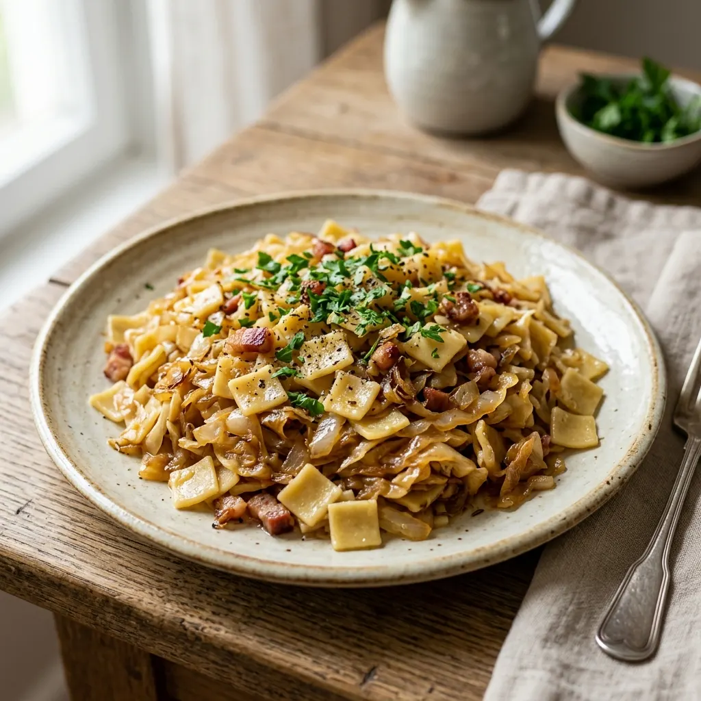 Krautfleckerl (pâtes autrichiennes au chou caramélisé)