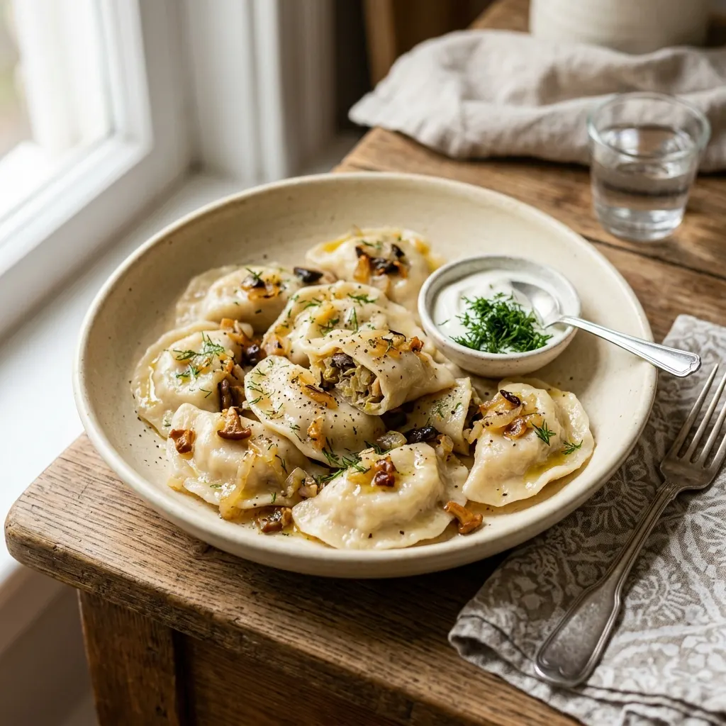 Varenyky au chou et aux champignons (raviolis ukrainiens)