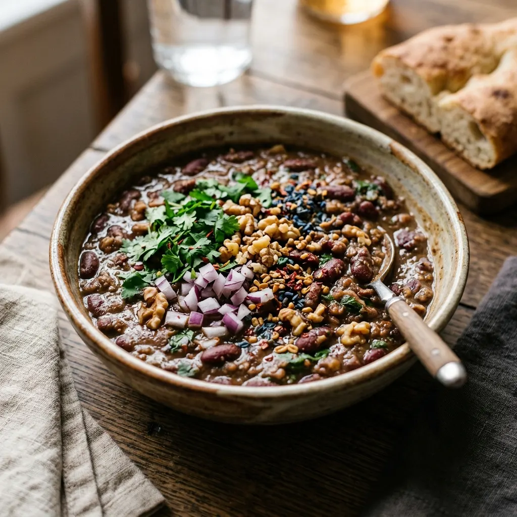 Lobio (haricots rouges géorgiens à la coriandre et aux noix)