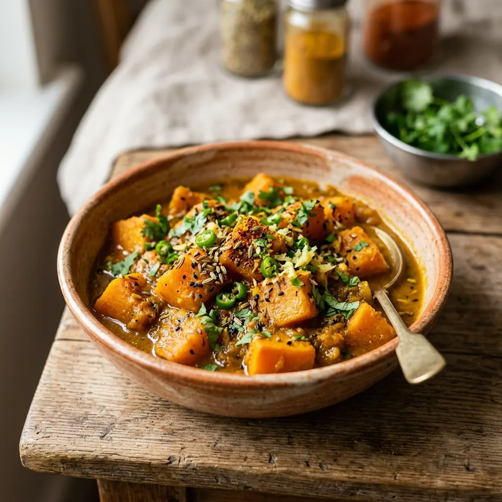 Kaddu ki sabzi (courge indienne aigre-douce aux épices)