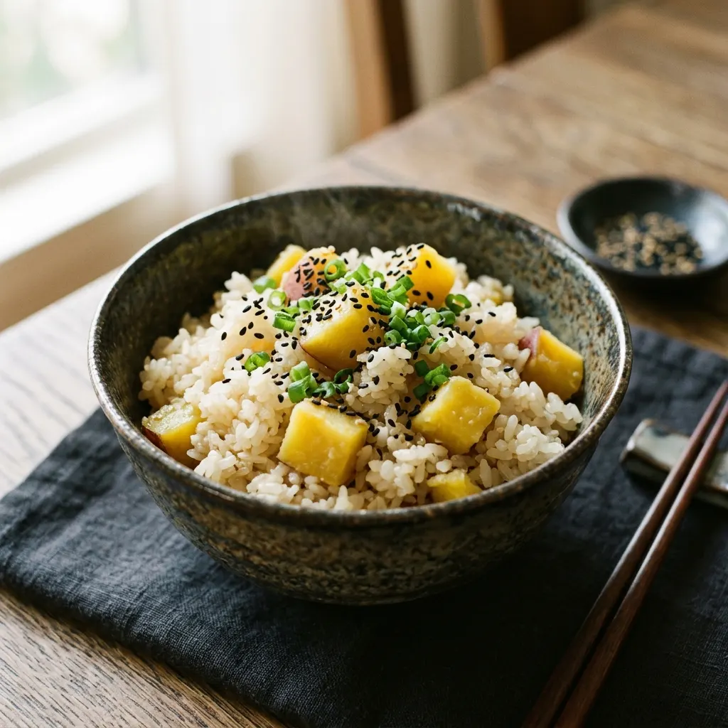 Satsumaimo gohan (riz japonais à la patate douce et au sésame)