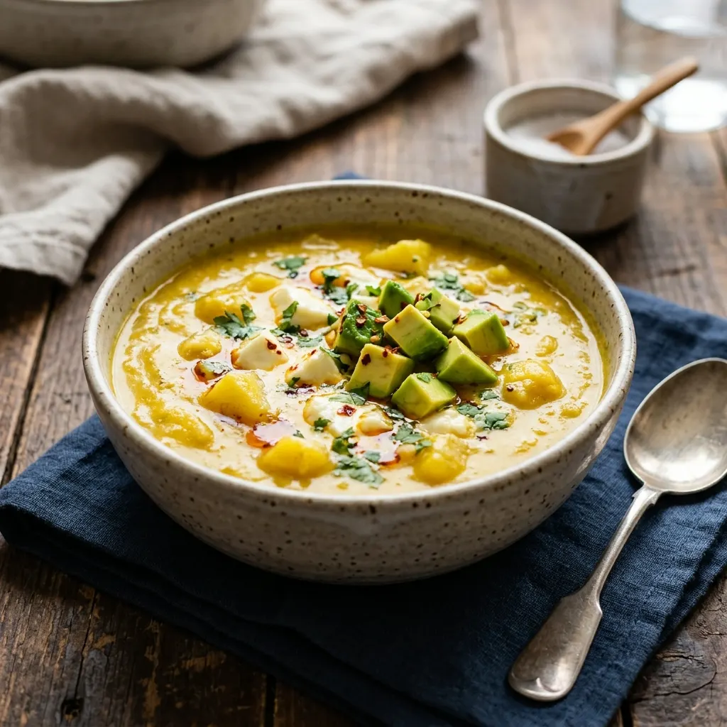 Locro de papa (soupe équatorienne de pommes de terre au fromage frais)