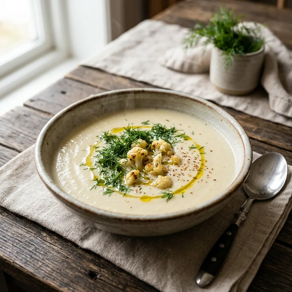 Blomkålsuppe (velouté norvégien de chou-fleur à l'aneth)