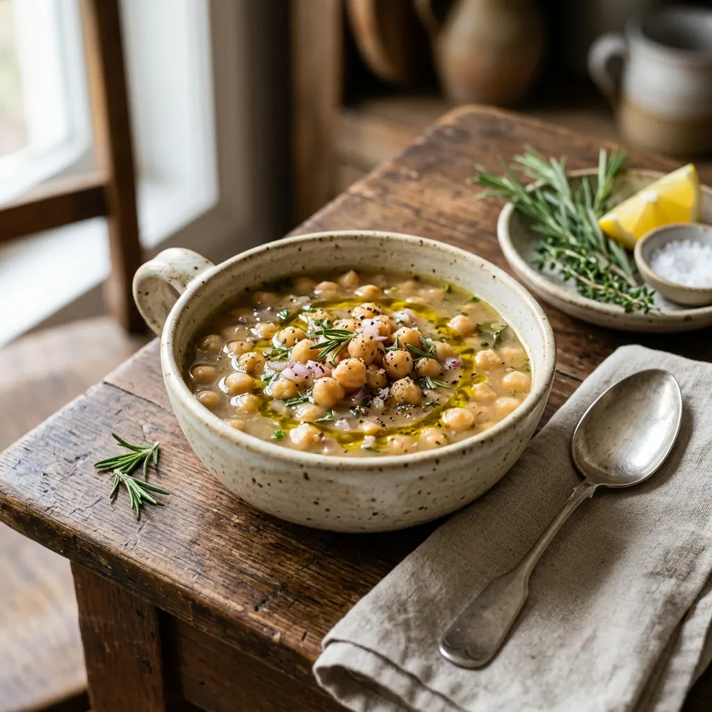 Revithosoupa (soupe grecque de pois chiches au citron et au romarin)