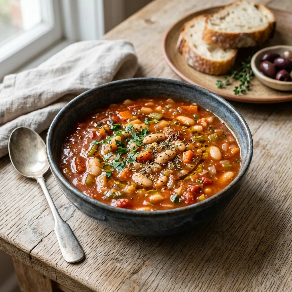 Fasolada (soupe grecque de haricots blancs à la tomate)