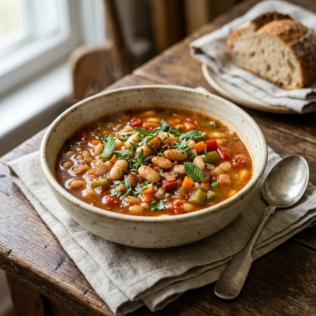 Bob chorba (soupe bulgare aux haricots secs et à la sarriette)