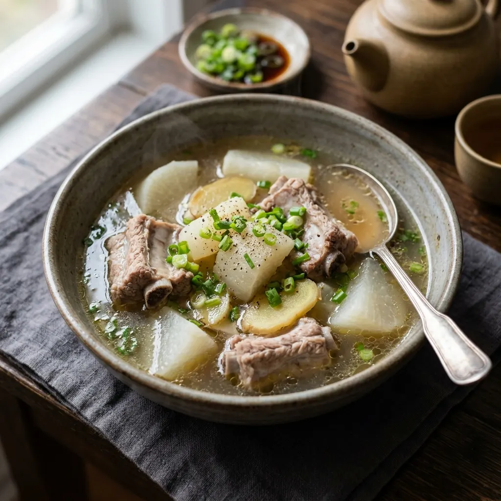 Luobo paigu tang (soupe chinoise de radis blanc et de travers de porc)
