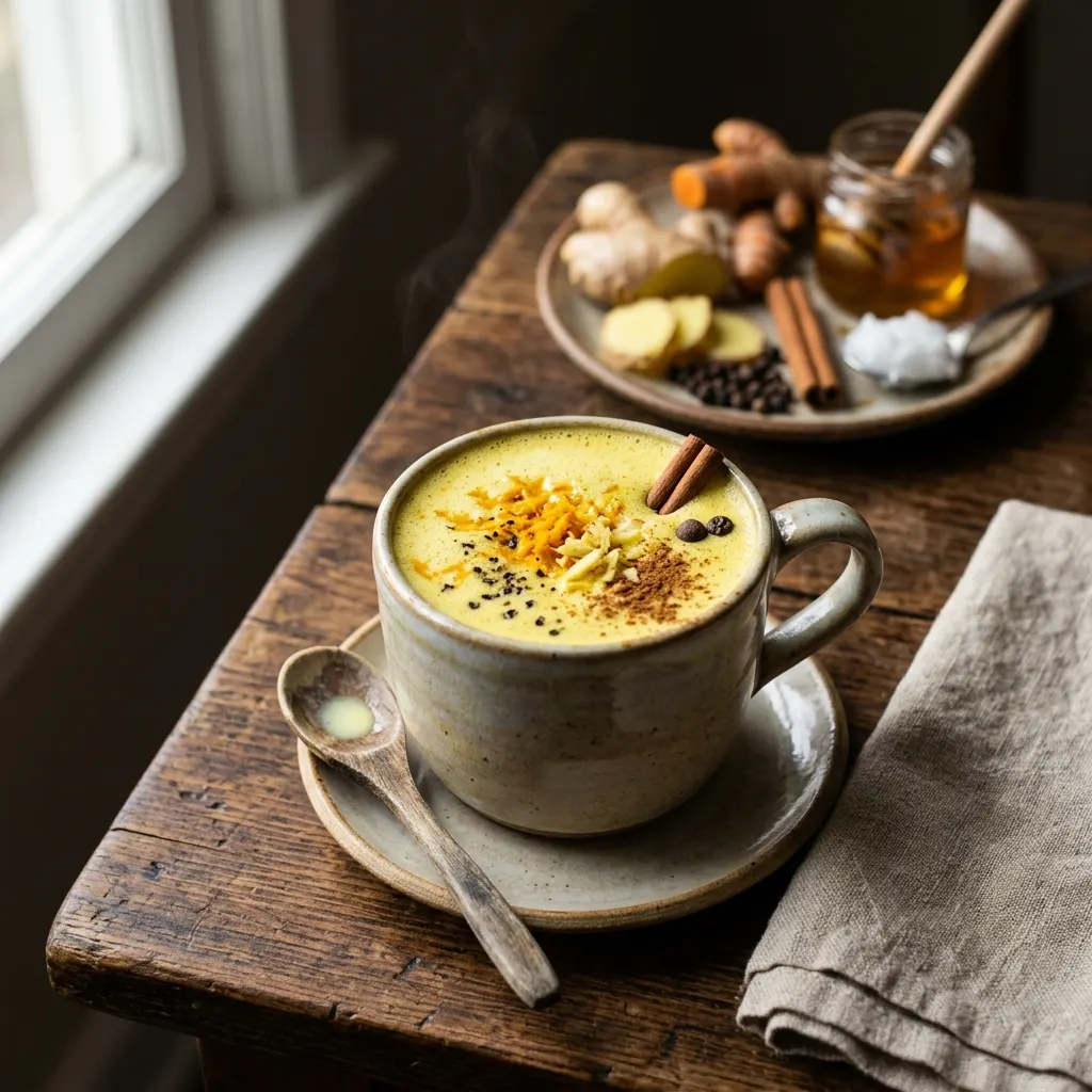 Haldi doodh (lait d'or indien au curcuma, au gingembre et au poivre)