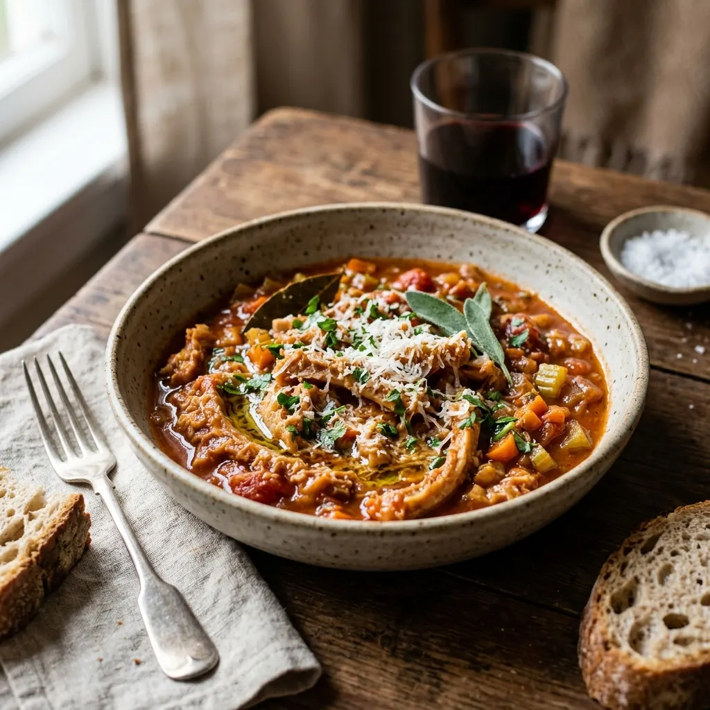 Trippa alla fiorentina (tripes de bœuf à la florentine, tomate et parmesan)