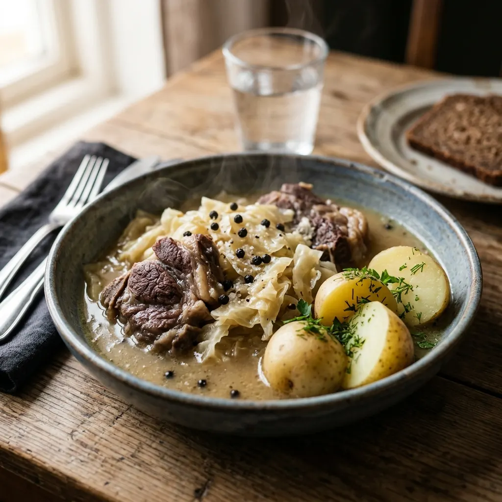 Fårikål (mouton au chou norvégien, aux grains de poivre)