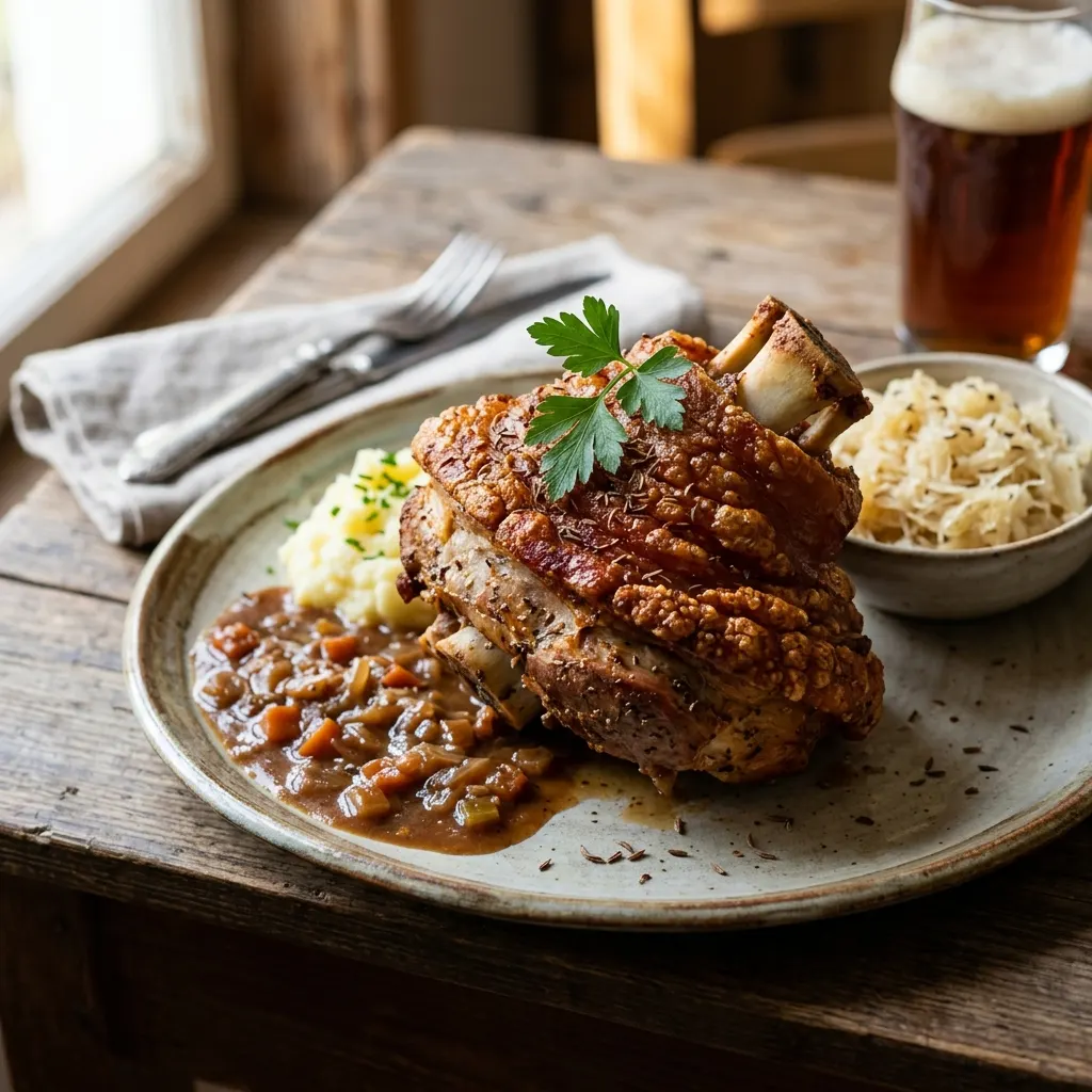 Schweinshaxe (jarret de porc rôti bavarois à la bière)