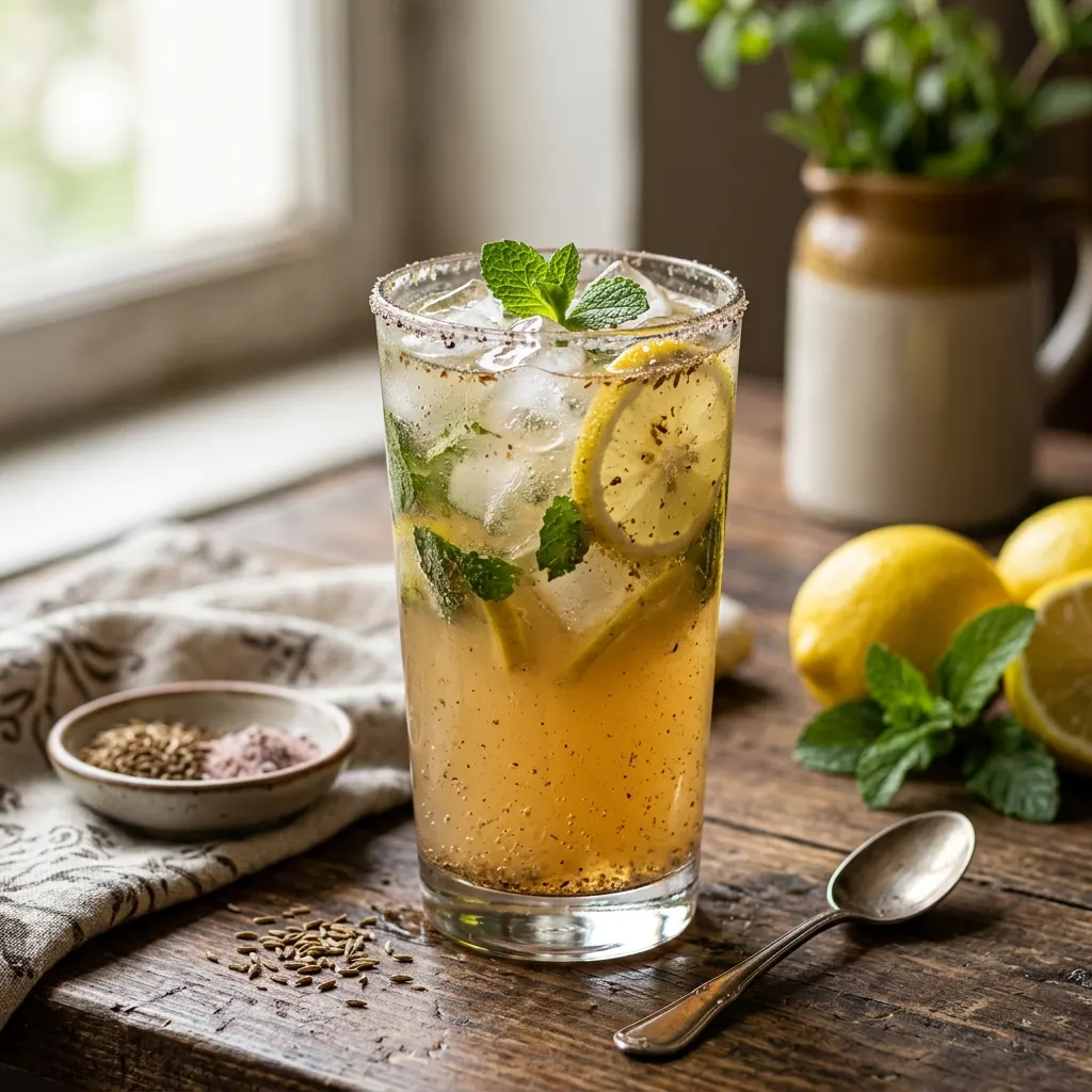 Shikanjvi (citronnade indienne au cumin grillé et au sel noir)