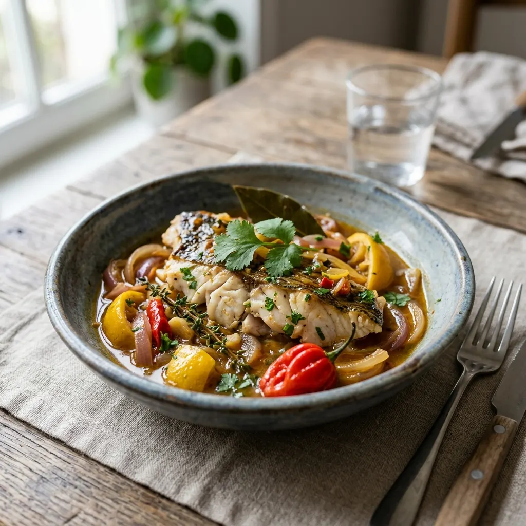 Caldou (poisson mijoté au citron, à l'oignon et au piment de Casamance)
