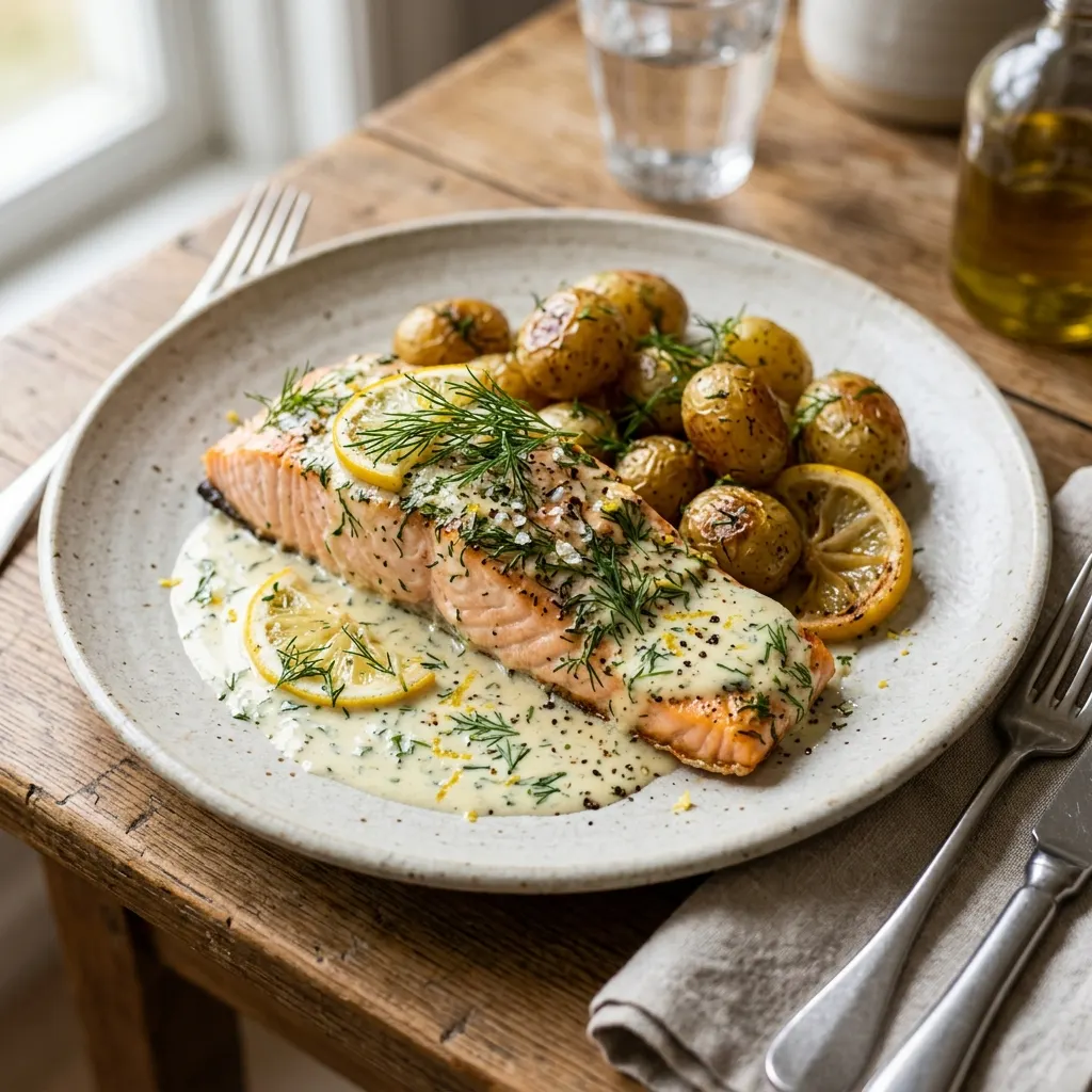Ugnsbakad lax med citron och dill (saumon au four, citron et aneth à la suédoise)