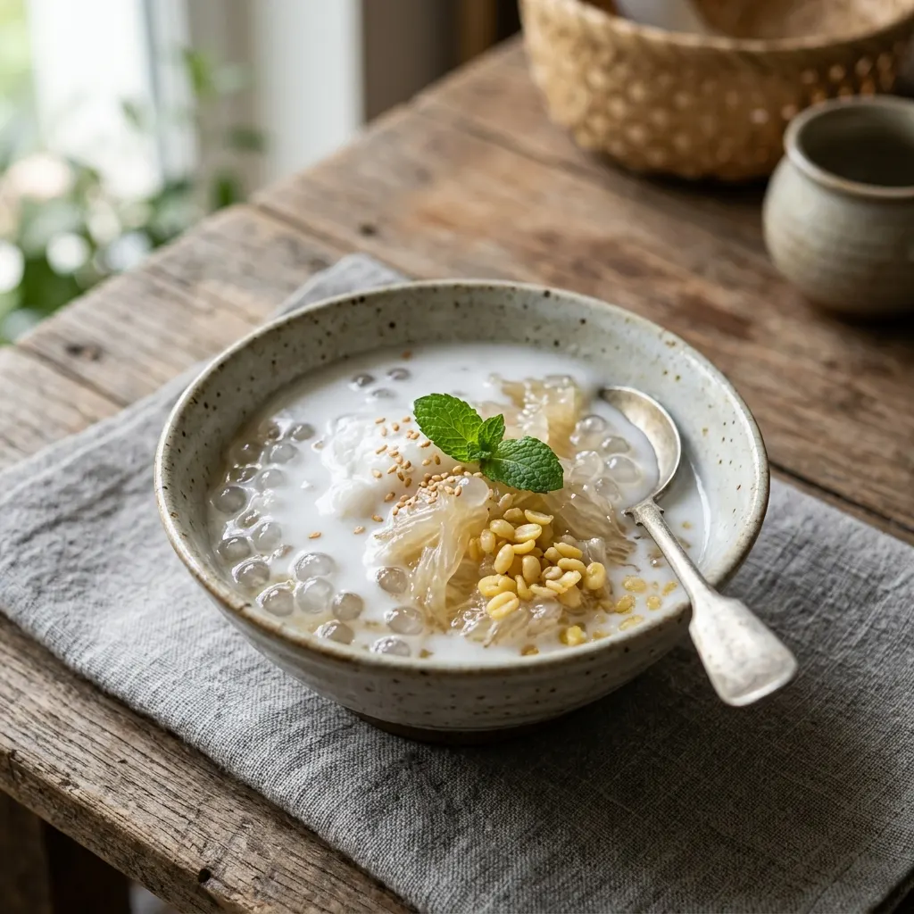 Chè bưởi (dessert vietnamien au pomelo et au lait de coco)
