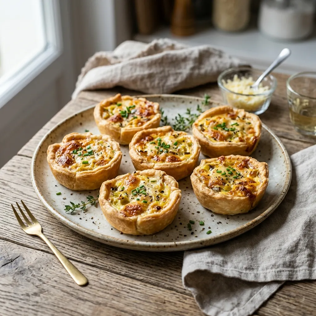 Mini quiches aux poireaux et au comté