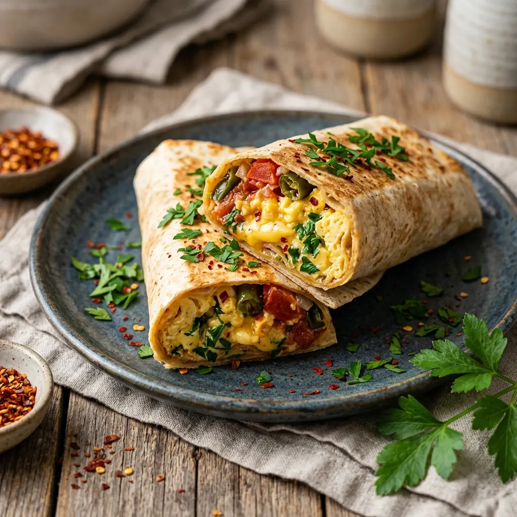 Menemen dürüm (wrap turc aux œufs brouillés, tomates et piment)