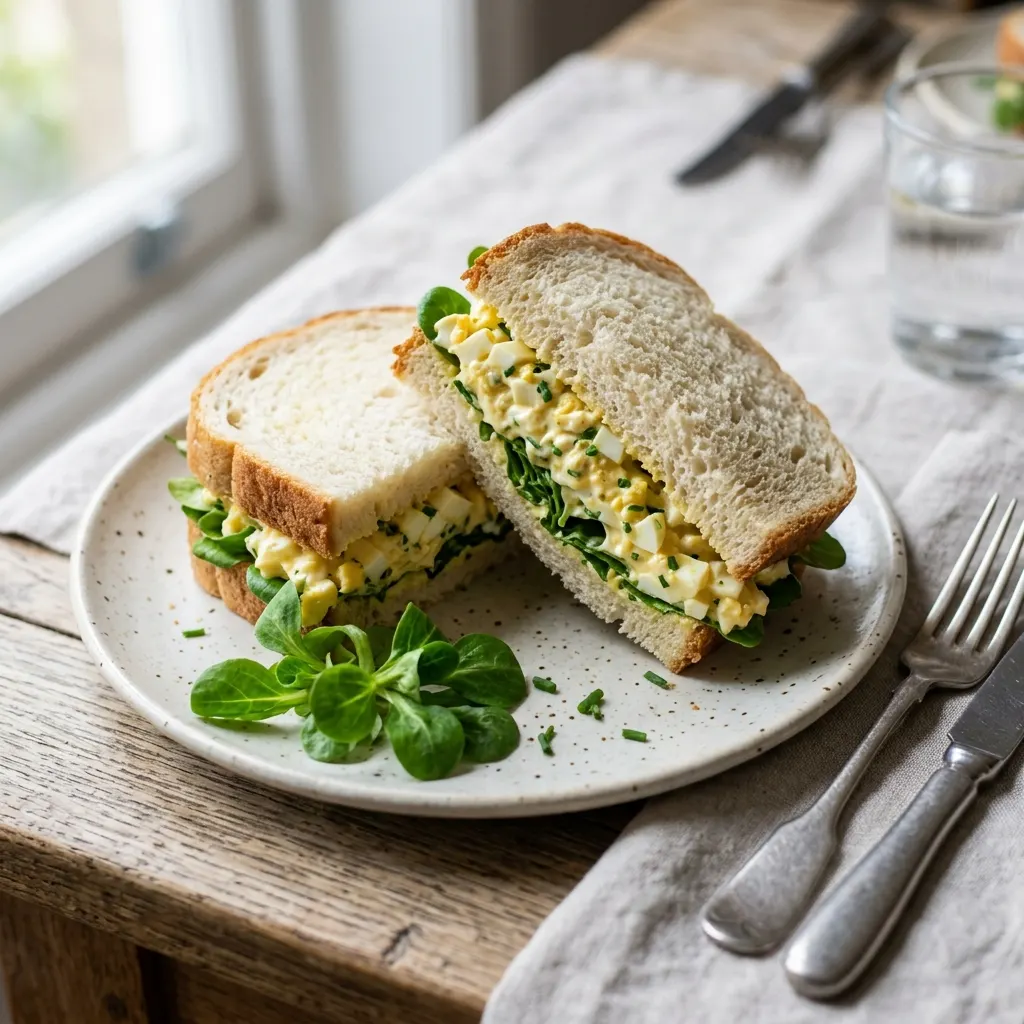 Egg and cress sandwich (sandwich anglais à l'œuf, à la mayonnaise et à la mâche)