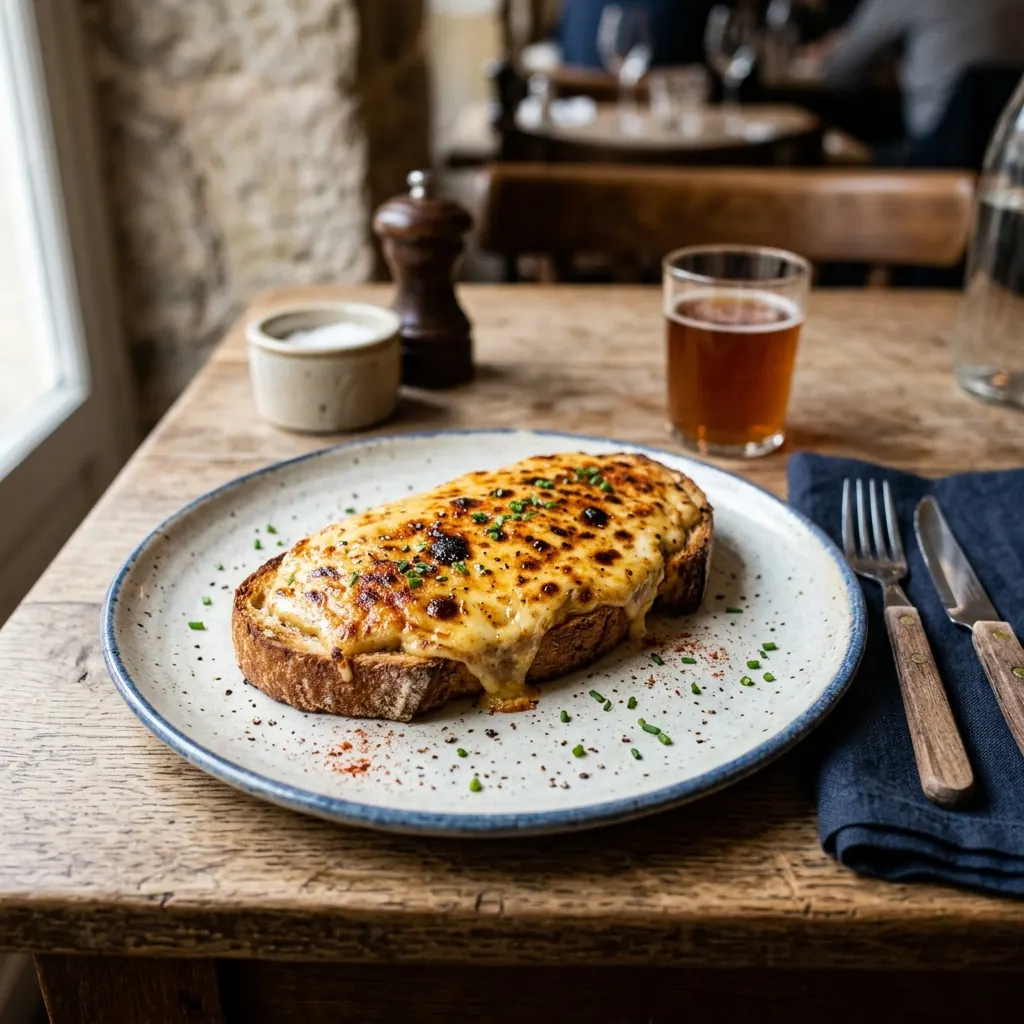 Welsh rarebit (toast gallois au cheddar fondu et à la bière)