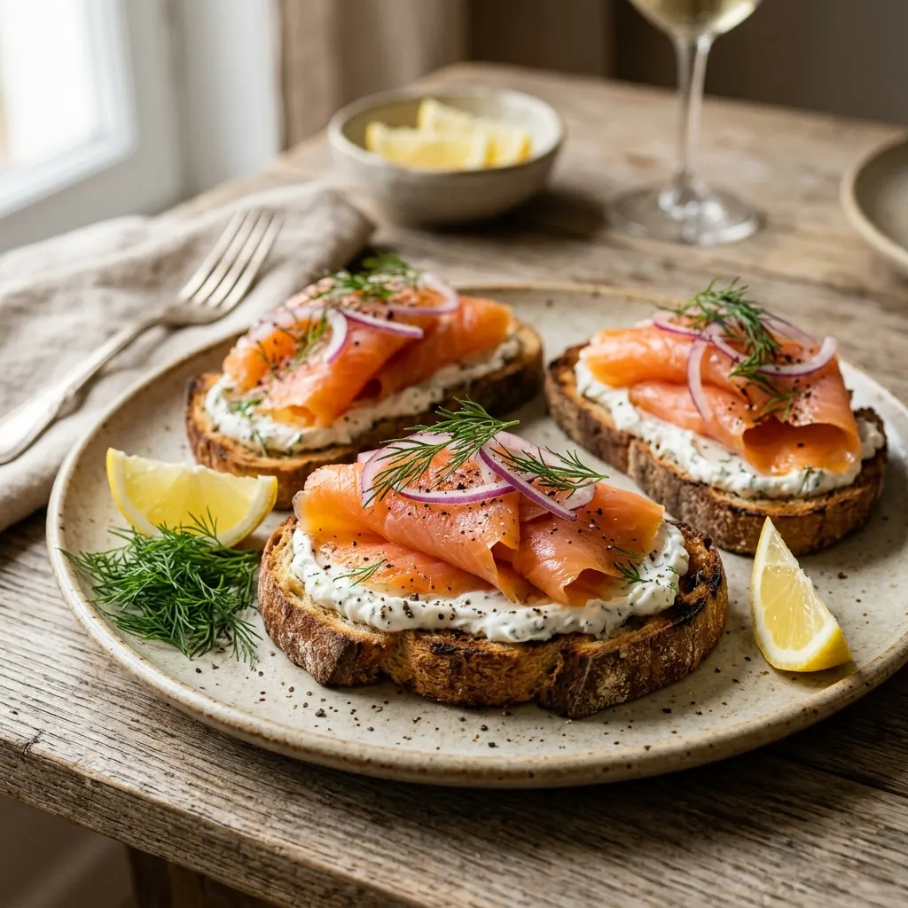 Tartines de saumon fumé au fromage frais