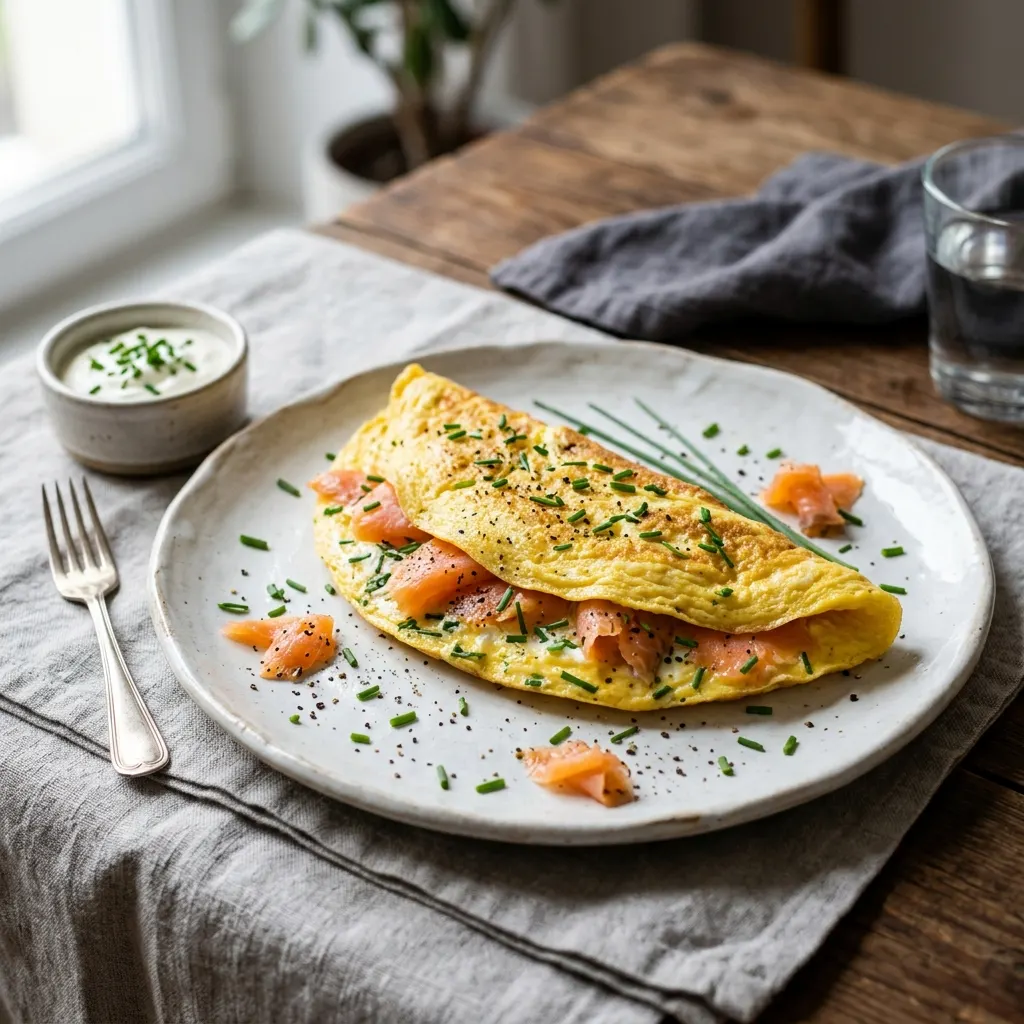 Omelette au saumon fumé