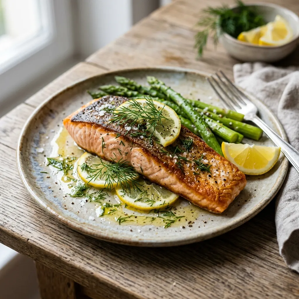 Saumon poêlé au citron et à l'aneth