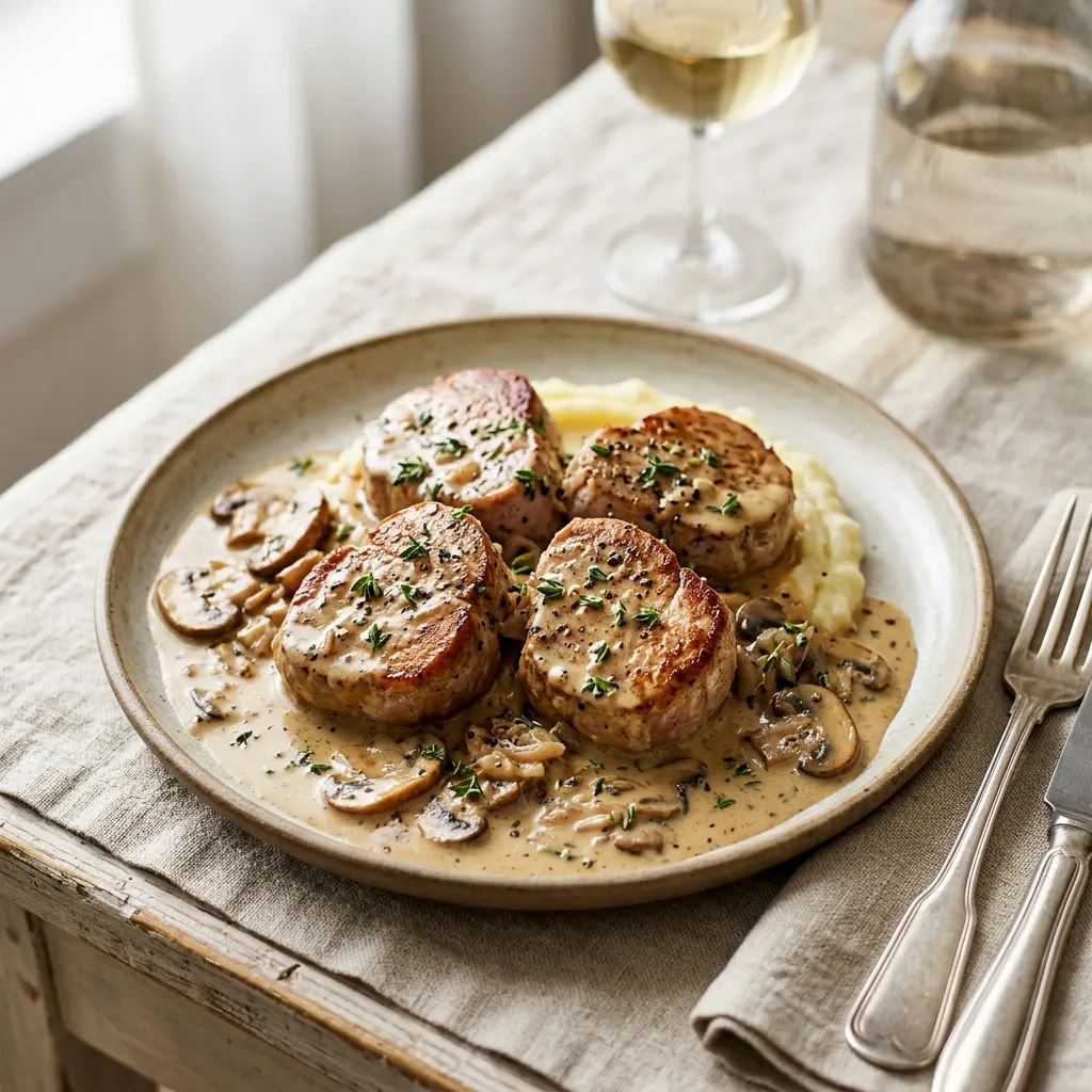 Médaillons de porc à la crème