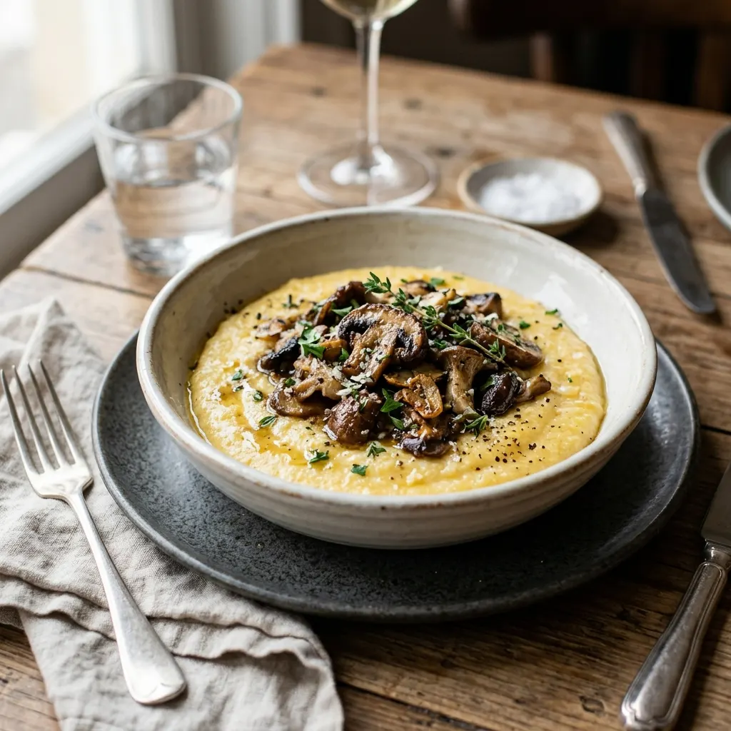 Polenta crémeuse aux champignons