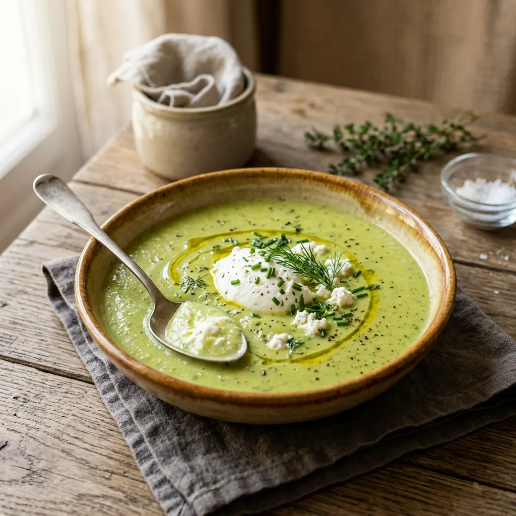 Velouté de courgettes au fromage frais