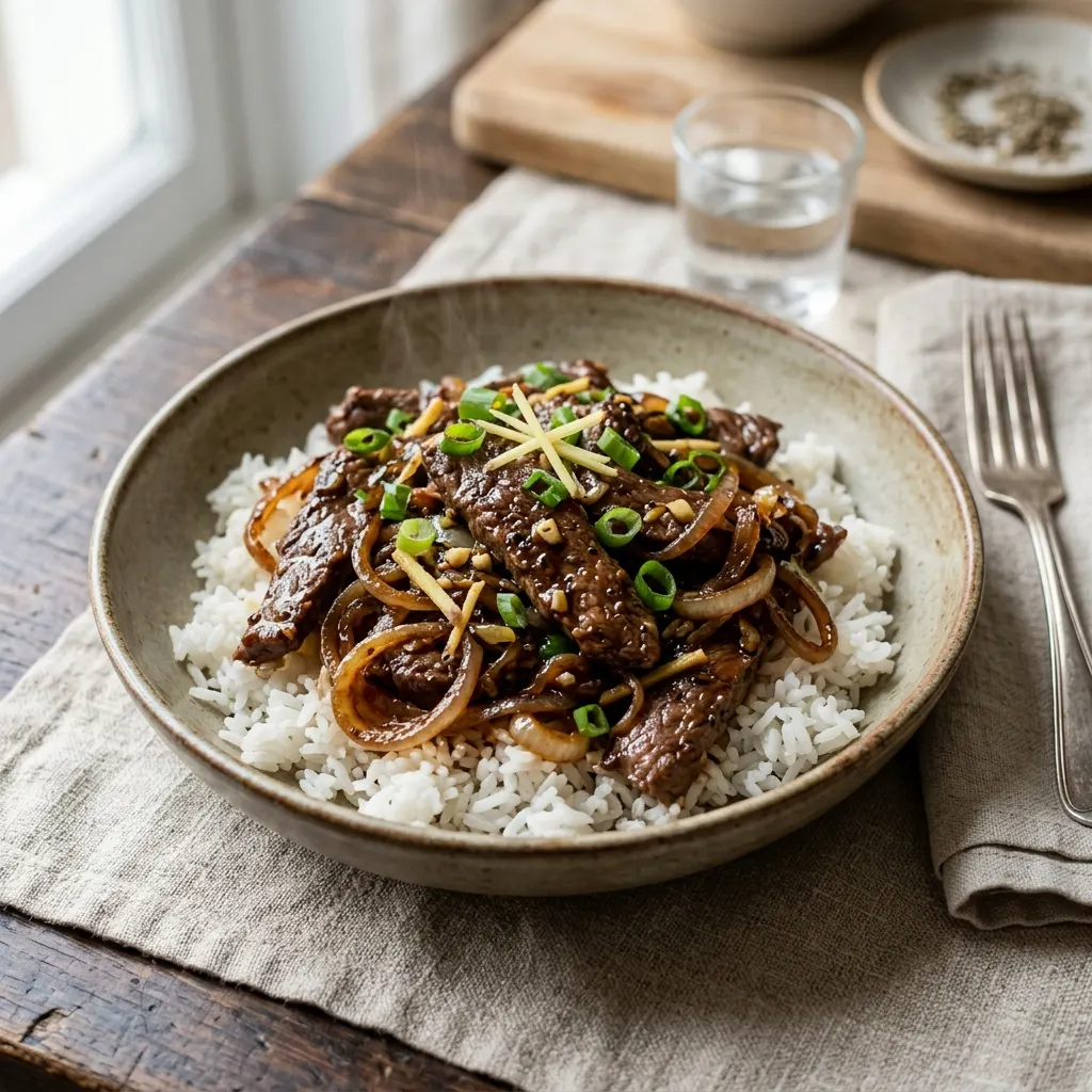 Bœuf sauté aux oignons et gingembre