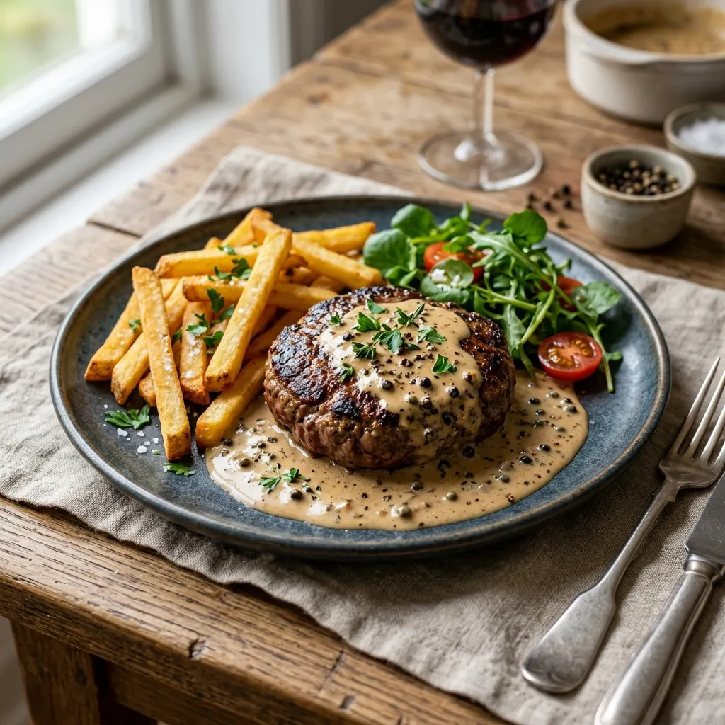 Steak haché sauce au poivre