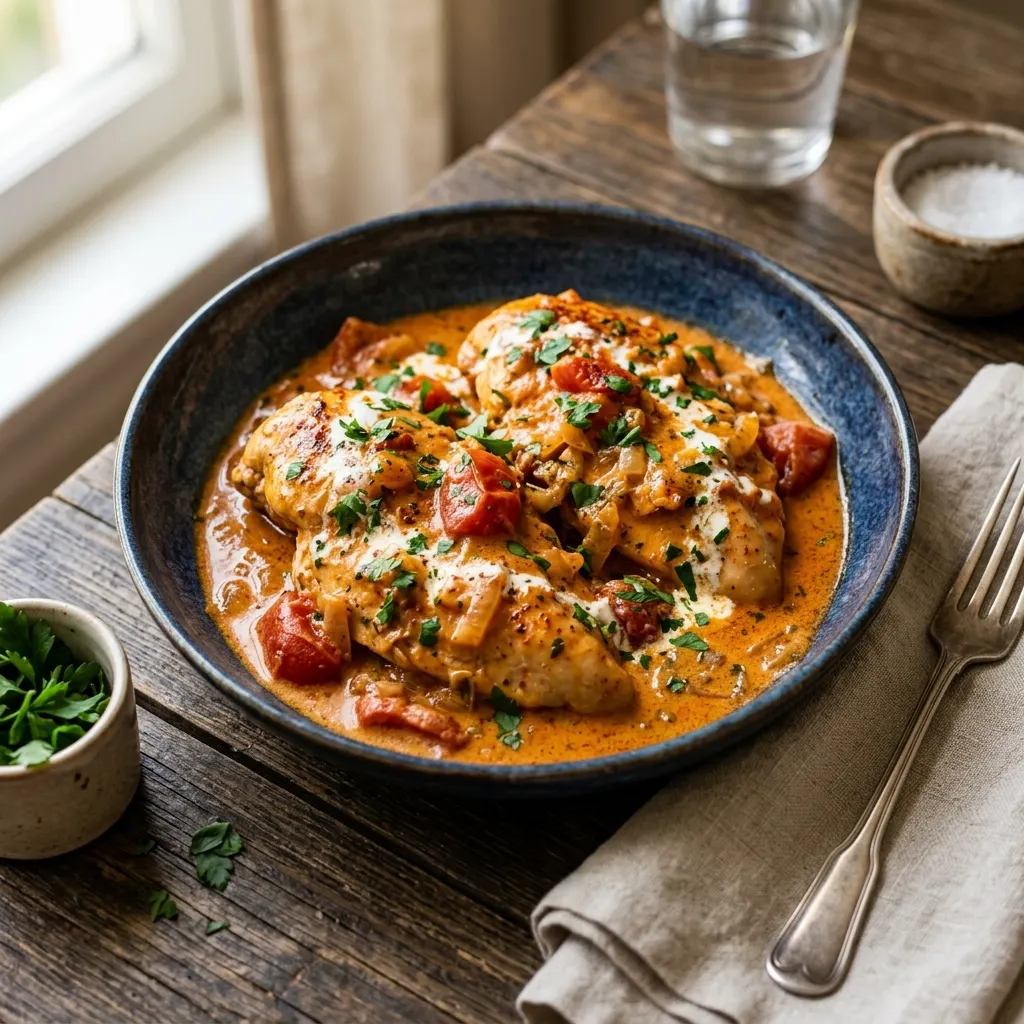 Poulet au paprika et aux tomates