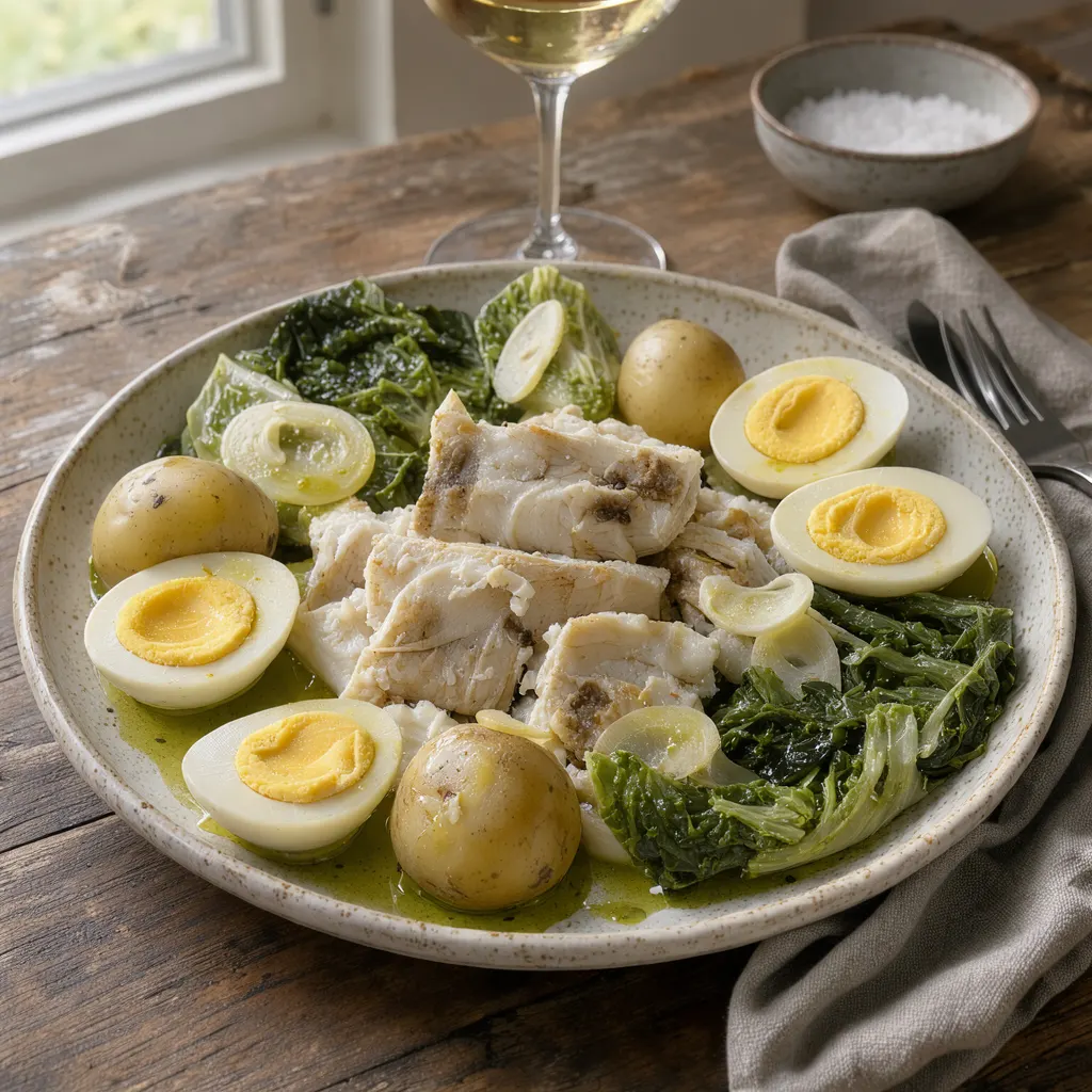 Bacalhau da consoada (morue de la veillée de Noël portugaise, chou et pommes de terre)