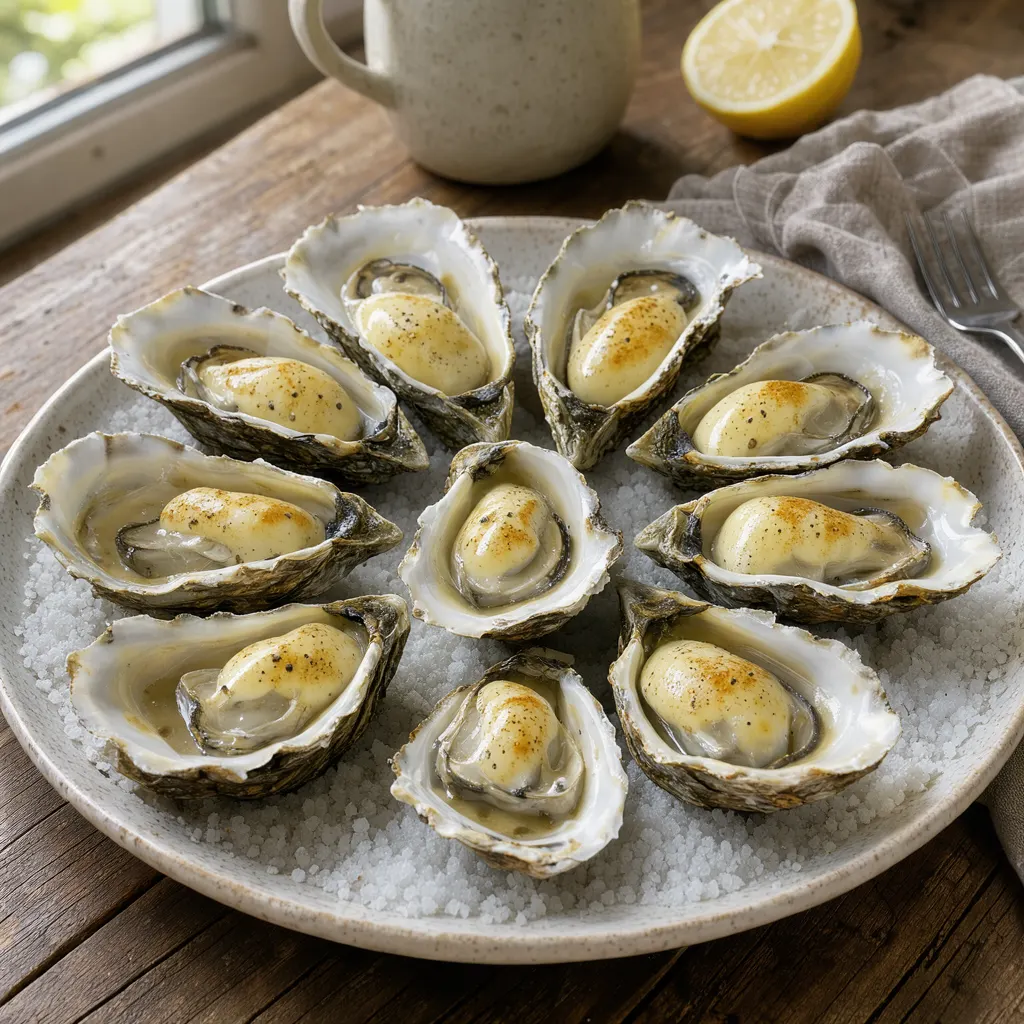 Huîtres chaudes gratinées au champagne et à l'échalote