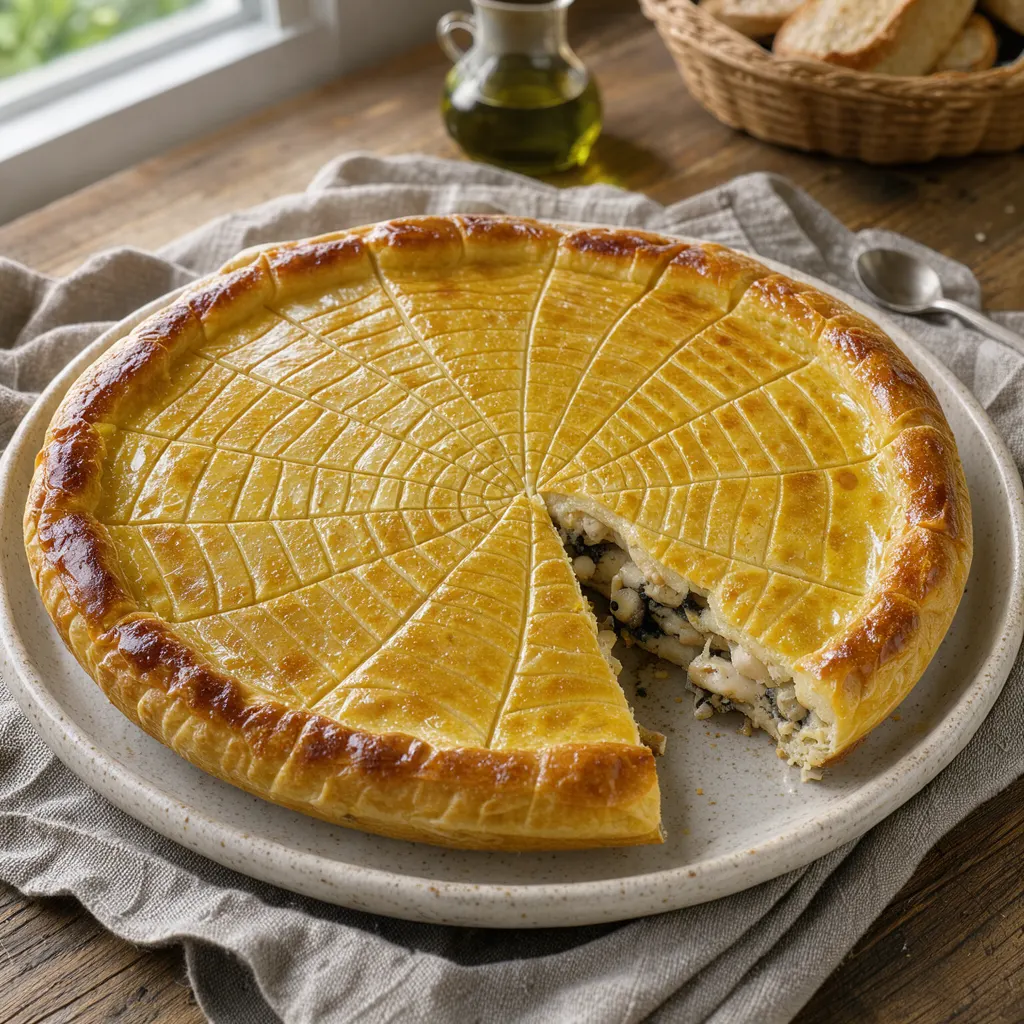 Tourte toile d'araignée (tourte feuilletée au poulet, aux champignons et à la crème)