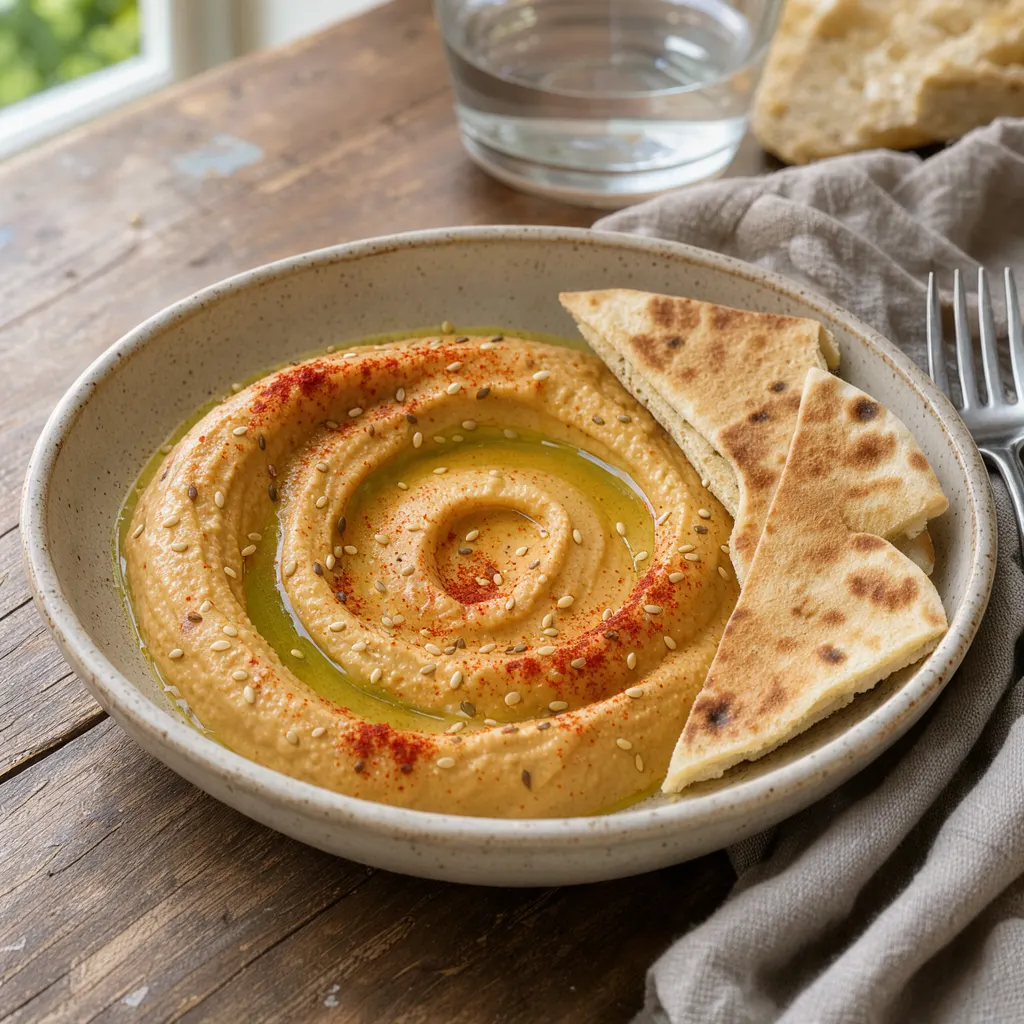 Houmous de patate douce rôtie au cumin et au paprika fumé