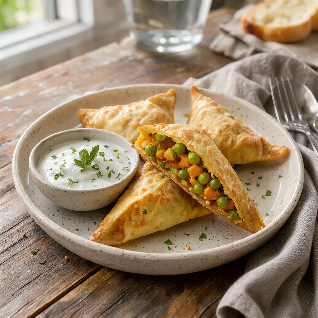 Samosas de patate douce et de petits pois au garam masala