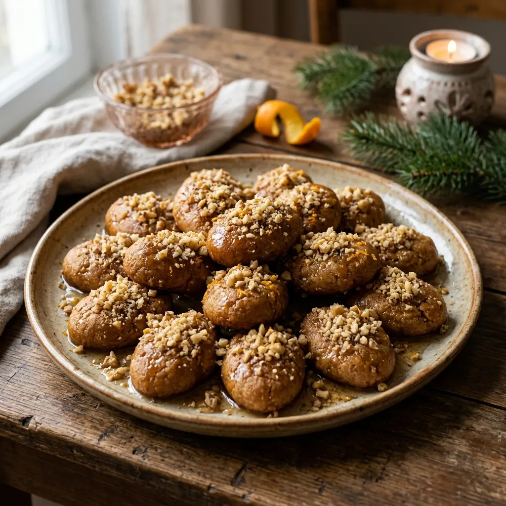 Melomakarona (biscuits grecs de Noël au miel, à l'orange et aux noix)