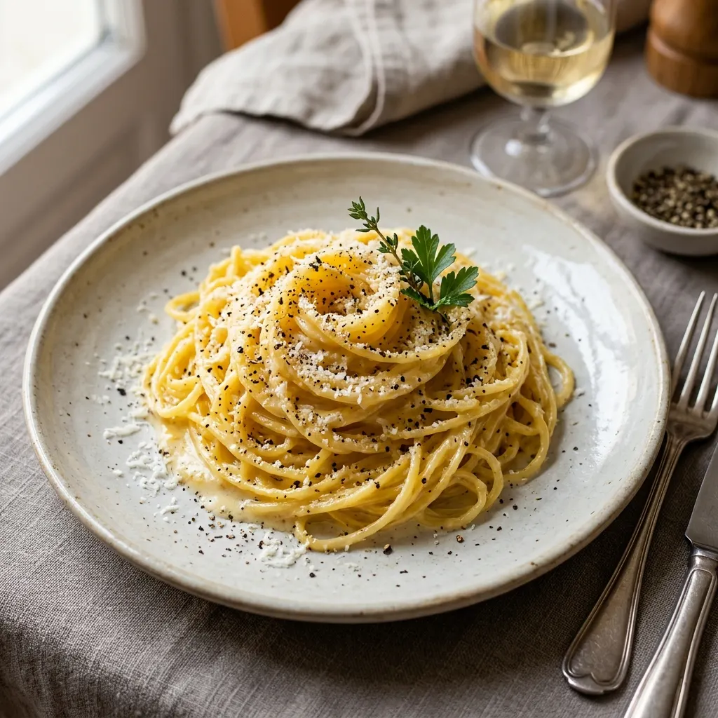 Courge spaghetti cacio e pepe (au pecorino et au poivre noir)
