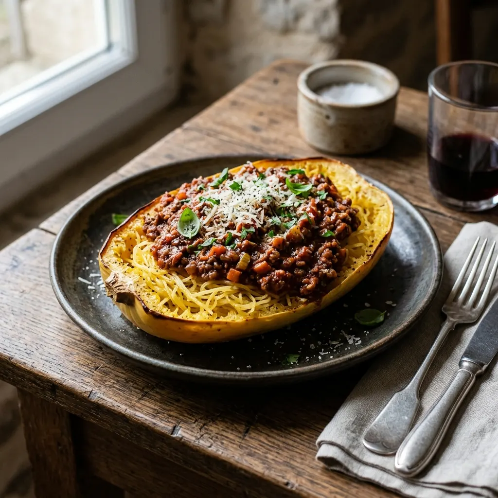 Courge spaghetti à la bolognaise